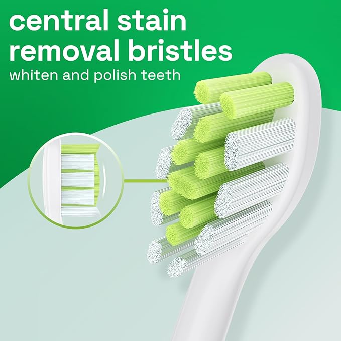 Brushmo Whitening Replacement Toothbrush Heads, Compatible with Philips Sonicare Click-on Electric Toothbrush Handles, 8 Standard Heads, Medium Firm Diamond-Shape Dupont Bristles, BM668, White