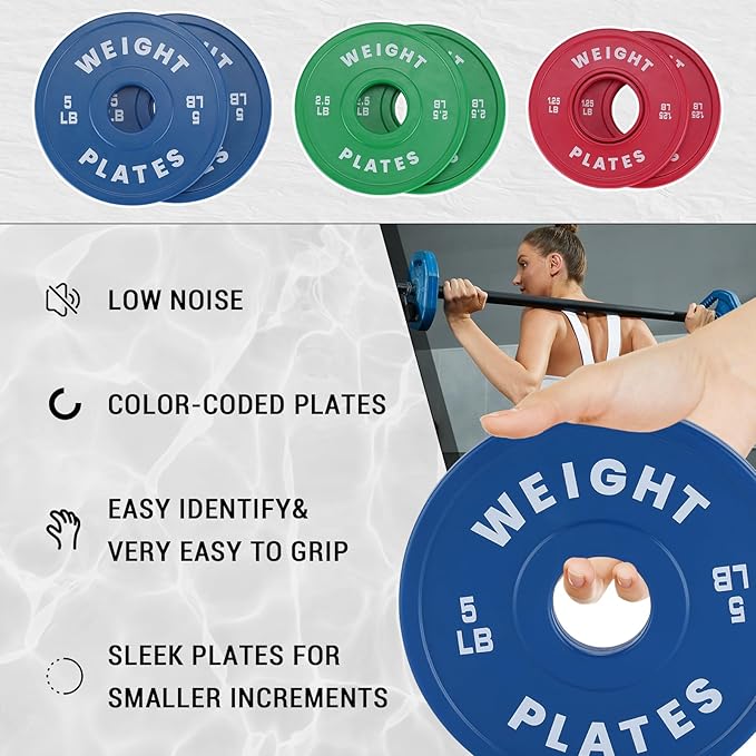 2 In Change Plates 1.25LB 2.5LB 5LB 10LB Fractional Weight Plates,Bumper Plates for Weight Lifting,Strength Training Gym Home,Rubber Coating-StrideForce Fitness