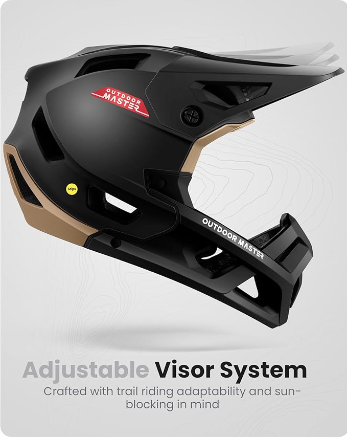 OutdoorMaster MIPS Full Face Mountain Bike Helmet for Men & Women - Two Removable Chin Pad, Ventilation Lightweight - Racing Downhill DH BMX MTB Helmet-StrideForce Fitness