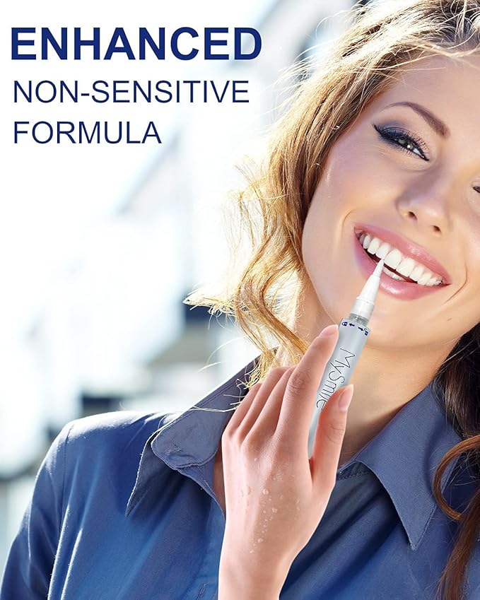 MySmile Teeth Whitening Pen 30+ Treatment Enamel Safe Tooth Whitening Gel for Teeth Sensitive-10 Min Fast Whitening Teeth-Helps to Remove Stains from Coffee, Smoking, Wines-Mint Flavor