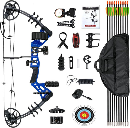 Youth Compound Bow Set 15-45 Lbs for Teens and Beginner, Package with Archery Hunting Equipment, Max Speed 260fps, Adjustable, Right Hand-StrideForce Fitness
