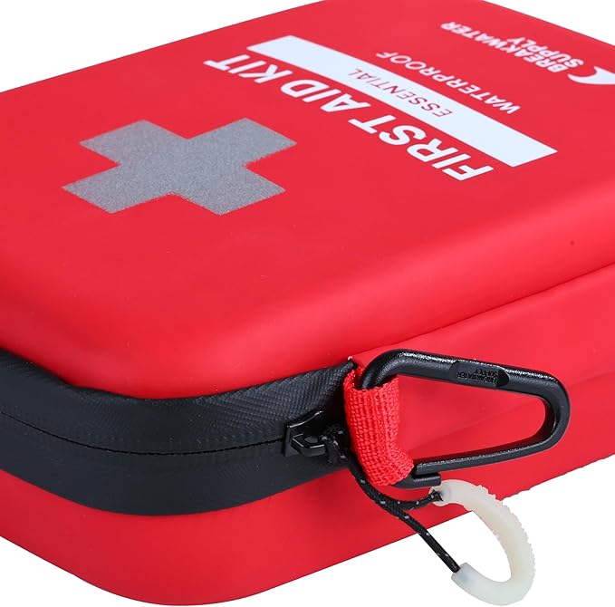 Breakwater Supply™ First Aid Kit for Car, Home, Office, Travel, Dorm, Businesses, 101 Piece HSA FSA Household & AirBNB Essentials Medical Kit & Emergency Supplies with Ice Pack + Waterproof Case Red-StrideForce Fitness