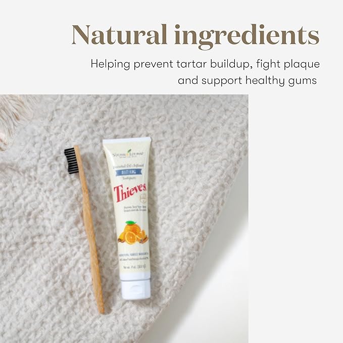 Young Living Thieves Whitening Toothpaste - Natural Oral Care for a Bright Smile - Fluoride-Free Formula - 4 oz Tube - Certified Ingredients for Fresh and Healthy Teeth