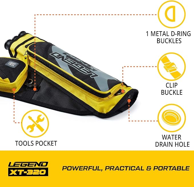 LEGEND XT320 Archery Quivers - Nylon Hip Quivers with 3 Arrow Tube Cases for Target Shooting - Adjustable Waist Belt, T-Slot, Storage Compartments for Accessories, Gear, Tools, Release Tab, Score Card-StrideForce Fitness