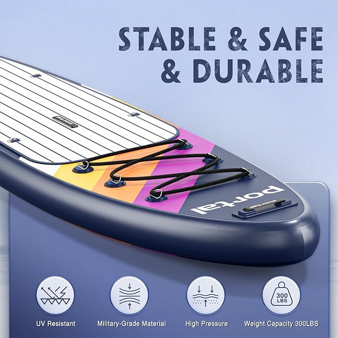 PORTAL SUP Inflatable Paddle Board for Adults 10'6'' Stand Up Paddleboard,Non-Slip Deck Blow up Paddle Boards with Adjustable Paddle, Carry Bag, and Repair Kit-StrideForce Fitness