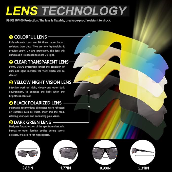 BangLong Polarized Sports Sunglasses Cycling Sun Glasses for Men Women with 5 Interchangeable Lenes for Running Baseball Golf-StrideForce Fitness