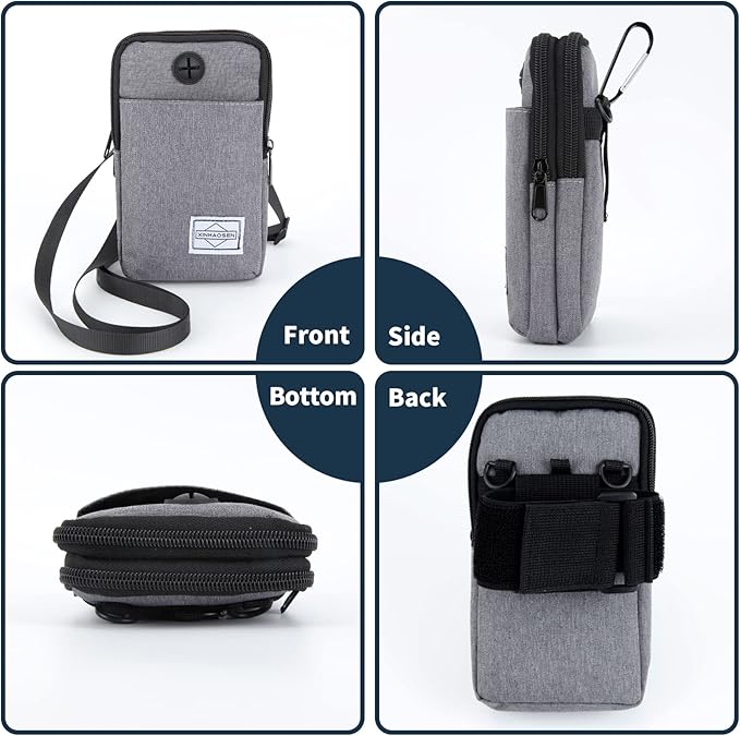 Cell Phone Purse Waist Pack Bag Travel Crossbody Bag Wristband Sport Armband Wallet with Removable Shoulder Strap (Dark Grey)-StrideForce Fitness