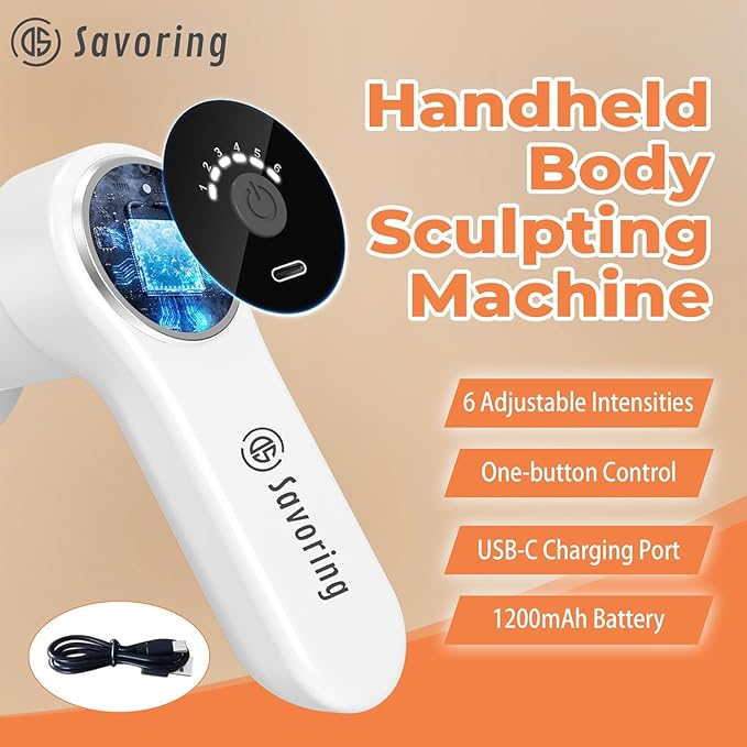Cordless Body Massage Lymphatic Drainage Tool, 5-in-1 Handheld Body Sculpting Machine, Electric Cellulite Massager with 6 Speeds, Rechargeable & Portable Cellulite Roller for Thighs Butt Fat