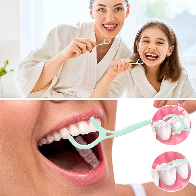 Maxcheck 2000 Count Floss Picks Bulk Natural Dental Floss Picks Toothpicks Sticks High Pull Tooth Flosser Sustainable for Teeth(Green)