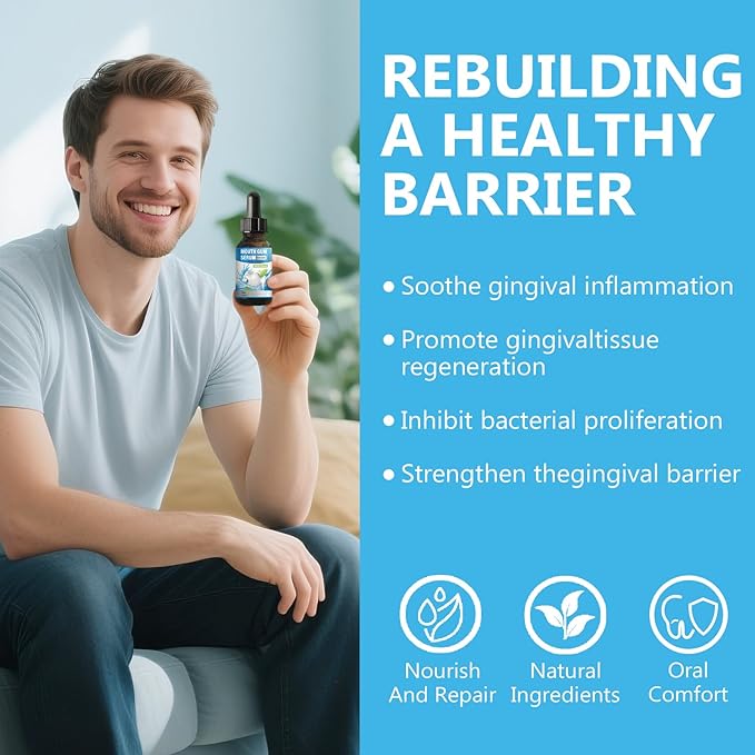 Gum Repair for Receding Gums, 60ml Gum Restore Drops, for Dry Mouth, Stain Removal & Bad Breath Treatment for Adults, Instant Fresh Breath