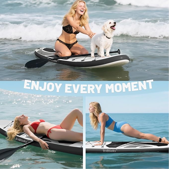 10' Inflatable Stand Up Paddle Board, Ultra-Light Wide Yoga Board for All Skill Levels with Premium SUP Paddleboard Accessories, 84L Waterproof Bag, Non-Slip Comfort Deck for Youth & Adults-StrideForce Fitness