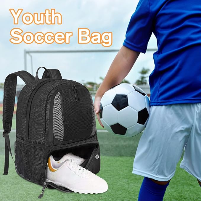 YOREPEK Soccer Backpack,Soccer Bag with Ball Holder, Water resistant Sport Equipment Bags Fit Basketball Volleyball Football-StrideForce Fitness