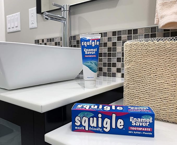 Squigle Enamel Saver Toothpaste (Canker Sore Prevention & Treatment) Prevents Cavities, Perioral Dermatitis, Bad Breath, Chapped Lips - 2 Pack