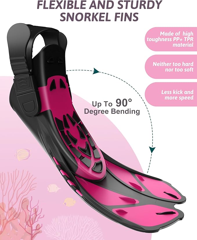 Mask Fins Snorkeling Gear for Adults, Full Face Snorkel Mask & Adjustable Swim Fins Snorkel Set, Panoramic View Snorkel Mask Dry Top Anti-Fog Anti-Leak-StrideForce Fitness
