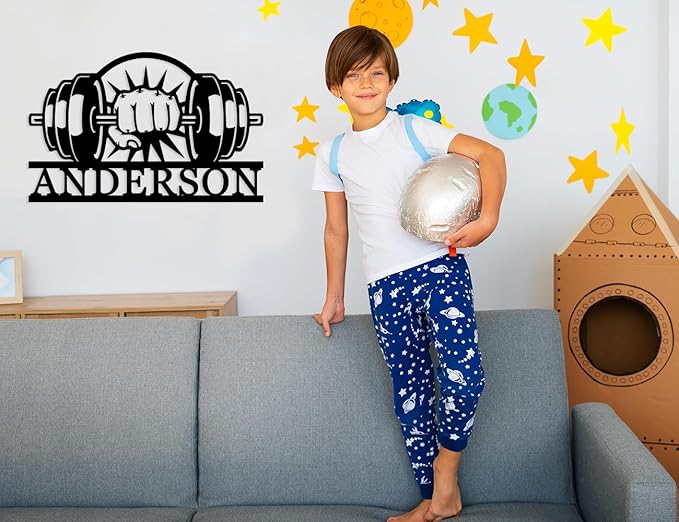 Personalized Last Name Sign for Home, Home Gym Sign, Fitness Name Signs, Custom Gym Metal Signs, Gift for Dad, Birthday Gift-StrideForce Fitness