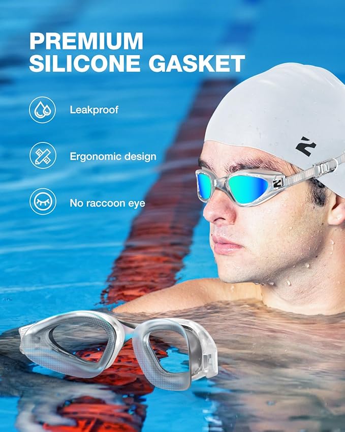 ZIONOR G1 Lite Swim Goggles with Swim Cap Comfortable Anti-fog Swimming Goggles Cap Set for Adult Men Women-StrideForce Fitness
