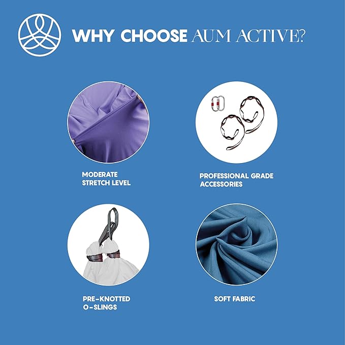 Aerial Silk Yoga Hammock & Swing for Home, Inversion Exercises, Starter Kit for All Levels - Durable with Extension Straps, Carabiners, and Pose Guide-StrideForce Fitness