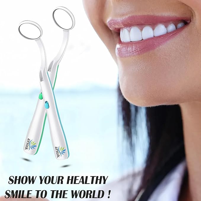 LED Dental Mirror with Light – Oral Inspection Tool for Teeth, Gums & Tongue – Anti-Fog Reusable Mouth Mirror for Home Dental Care, Hygiene Check & Oral Cleaning – Dentist Tool by ARSUK – 2 Pack