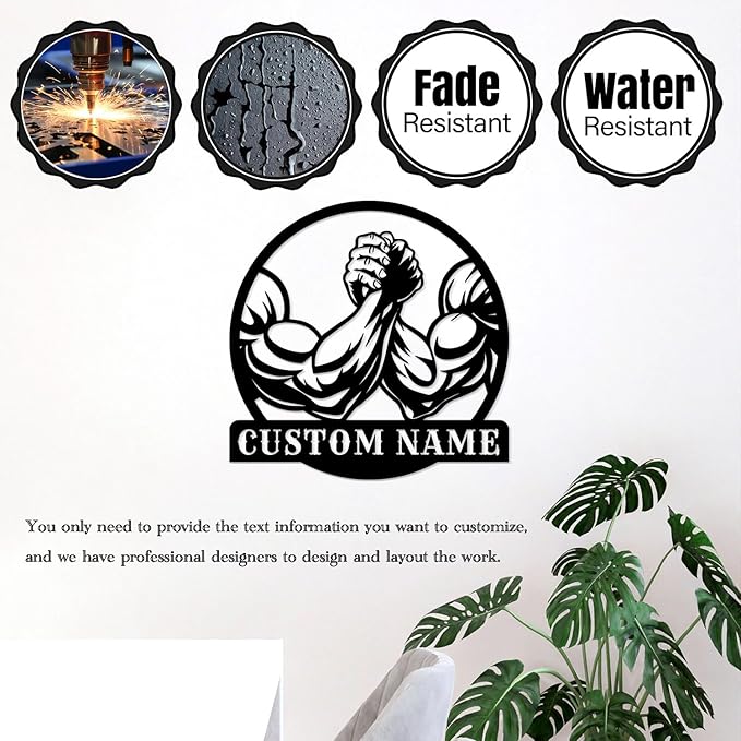 Customized Metal Gym Name Sign, Personalized Sports Room Wall Art,Metal Gym Sign,Unique Fitness Wall Sign, Gym Lovers Unique Gift, Gym Wall Art,Training Center Sign (Style-10)-StrideForce Fitness