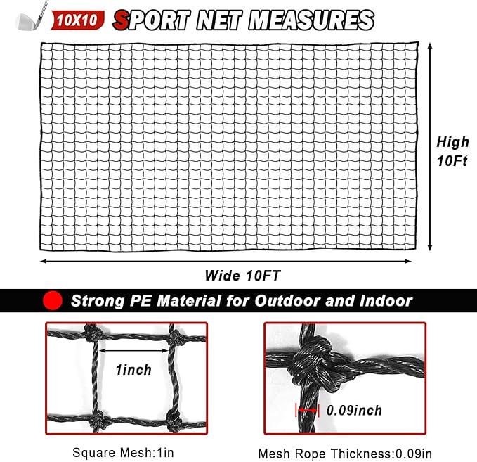 Golf Net,Golf Practice Net,Sports Netting,Sports Practice Barrier Net,Heavy Duty Ball Netting-StrideForce Fitness