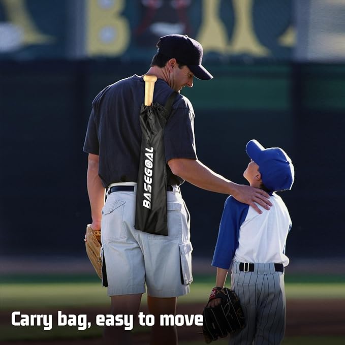 Batting Tee Baseball Tee,Softball Travel Portable Tee Tripod Stand Rubber Tee for Batting Training Practice with Carrying Bag-StrideForce Fitness