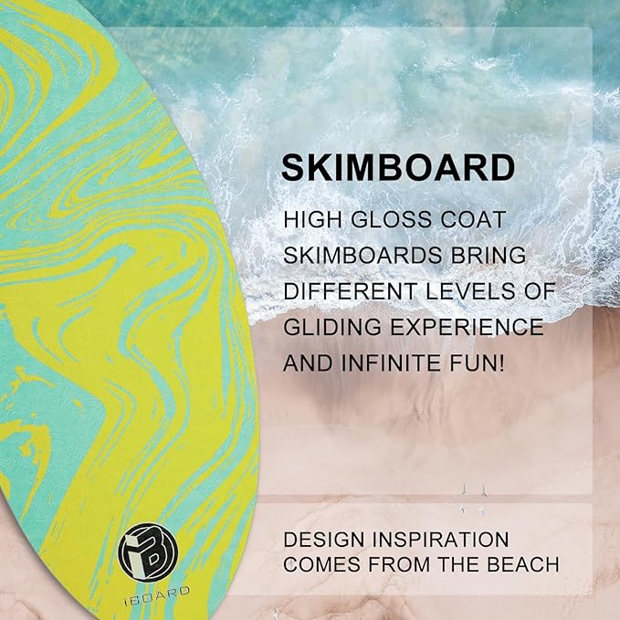 36” Skipper Skimboard with High Gloss Coat Wooden Skim Boards for Beginners, Teenagers and Adults Beach Skimboard 3 Color Traction Pad to Choose-StrideForce Fitness