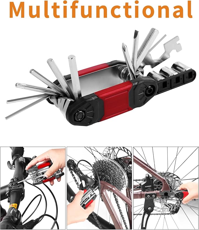 Bicycle Tire Patch Repair Kit, Bike Chain Repair Wrench, Essential Mini Pump, Portable Adult Bicycle Toolkit Accessories,Tool Kit for Camping Travel, Best Gifts for Men and Women-StrideForce Fitness