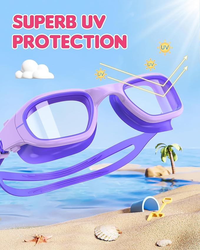Kids Swim Goggles,Swimming Goggles for Kids 6-14, Anti-Fog UV Protection Pool Glasses for Boys Girls-StrideForce Fitness
