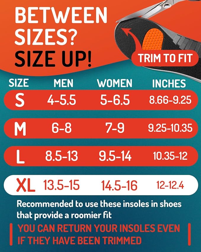 Sport Shock Absorbing Insoles - Athletic Shoe Cushioning Inserts for Men and Women - Ideal for Active Sports Running Training Hiking - Neutral Arch Good for Sneakers Shoes, XL-StrideForce Fitness
