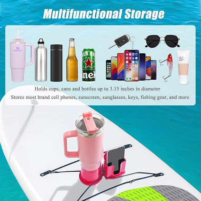 Paddleboard Cup Holder, Kayak Drink Holder for Paddle Board Cup and Phone Holder, Sup Surfboards Canoes Kayak Paddle Board Accessories for Types of Cup Bottle Drink-StrideForce Fitness