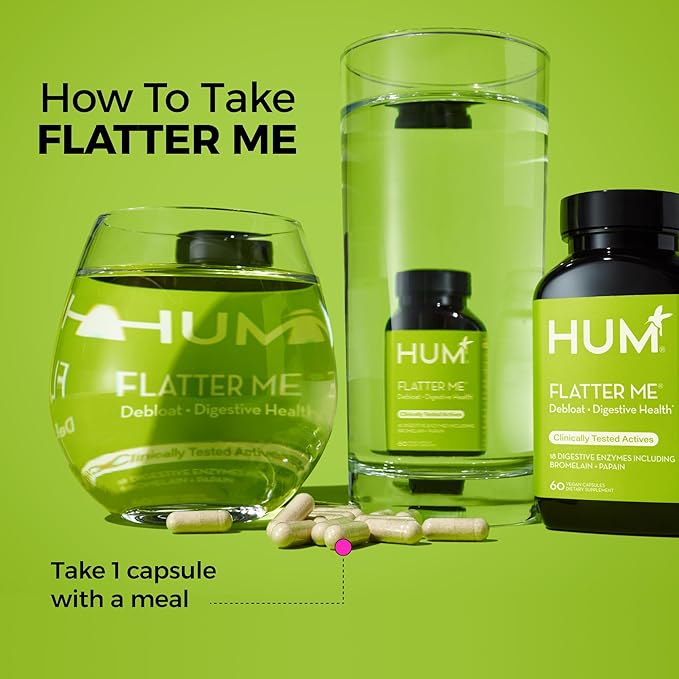 HUM Flatter Me Digestive Enzymes Bloating Supplement - Fast-Acting Bloat Relief for Digestive Health & Debloating Multi Enzyme | Bloat Pills, Anti Bloat Pills, Vegan 60 Servings-StrideForce Fitness