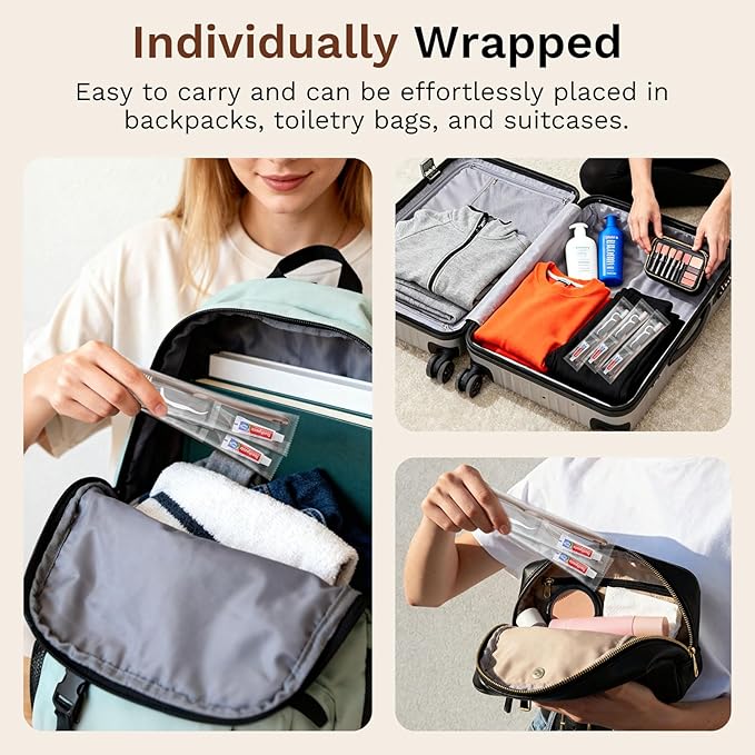 Disposable Toothbrushes with Toothpaste, Travel Toothbrush Kit, Individually Packaged, Brown, with Floss Picks, Suitable for Hotel, Home, Camping, Travel (200-PACK)