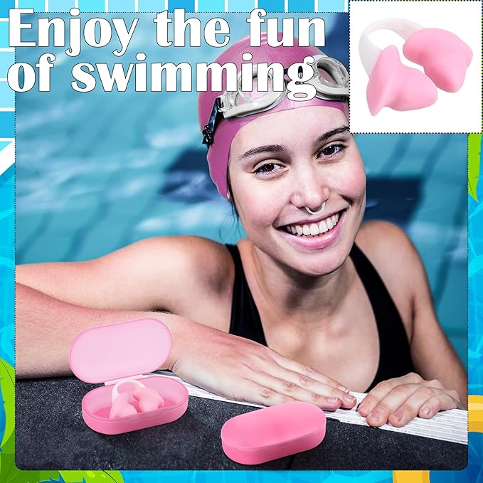 Soulchen 2 Pcs Swimming Nose Plugs Silicone Waterproof Painless Swim Nose Clip with Storage Box for Adults Kids Men Women Beginners-StrideForce Fitness