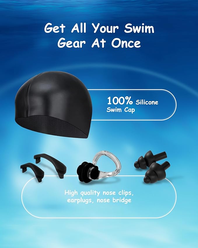 Kids Swim Goggles, Anti-fog and UV Protection with Swim Cap for Age 3-15 Youth Boys Girls Toddler-StrideForce Fitness