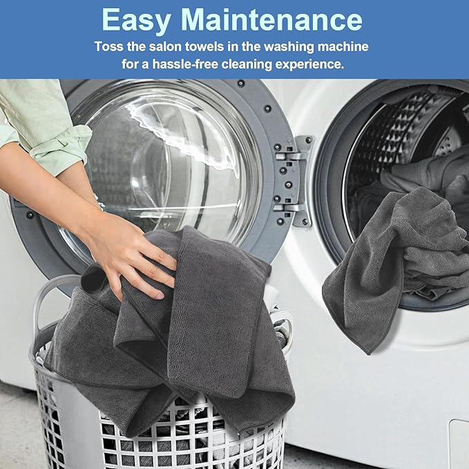 48 Pack Gym Towels Set - Highly Absorbent and Quick Drying Microfiber Salon Towels, Premium Hand Cloths for Bathroom, Gym, Shower, Hotel, and Spa - 16x27 inch (Grey)-StrideForce Fitness