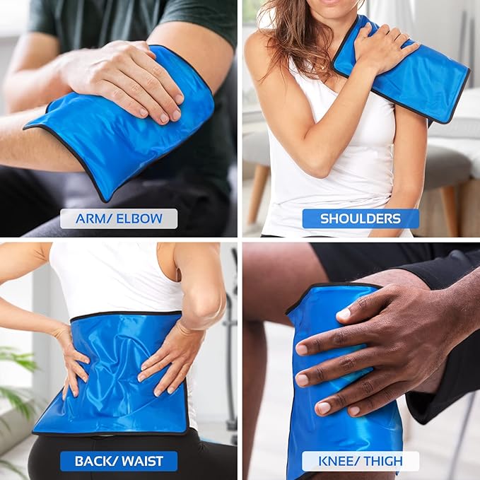 Reusable Ice Packs for Injuries Reusable | 11" x 14.5" - 2 Pack XL | Hot & Cold Pack | Large Ice Pack for Back Pain Relief, Flexible When Frozen | Cold Compress for Back, Knee, and Shoulder Injuries-StrideForce Fitness