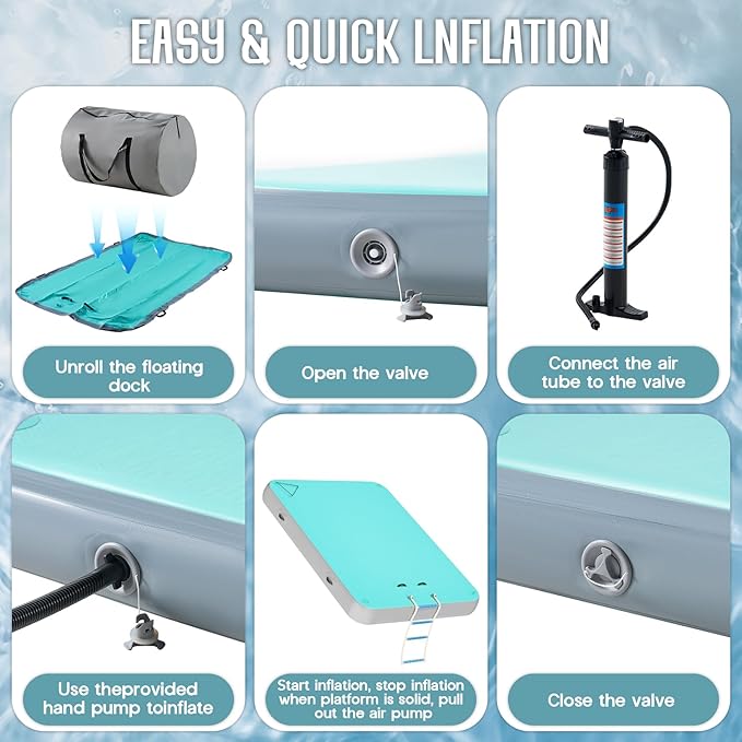 Specraft Inflatable Floating Dock, Non-Slip Air Dock Platform loating Island Raft with Rope Ladder for Pool Lake Beach Ocean-StrideForce Fitness