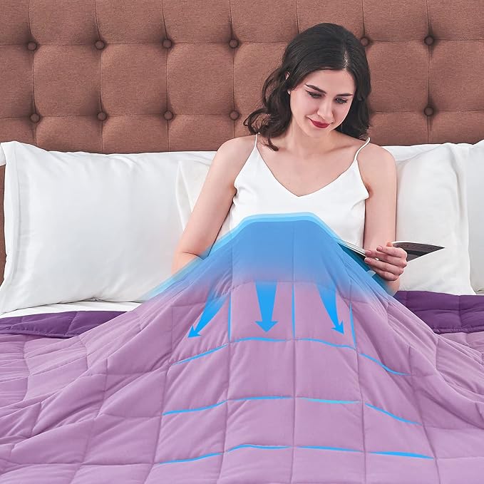 yescool Weighted Blanket for Adults (20 lbs, 88” x 104”, Purple) Cooling Heavy Blanket for Sleeping Perfect for 190-210 lbs, Queen Size Breathable Blanket with Premium Glass Bead, Machine Washable-StrideForce Fitness