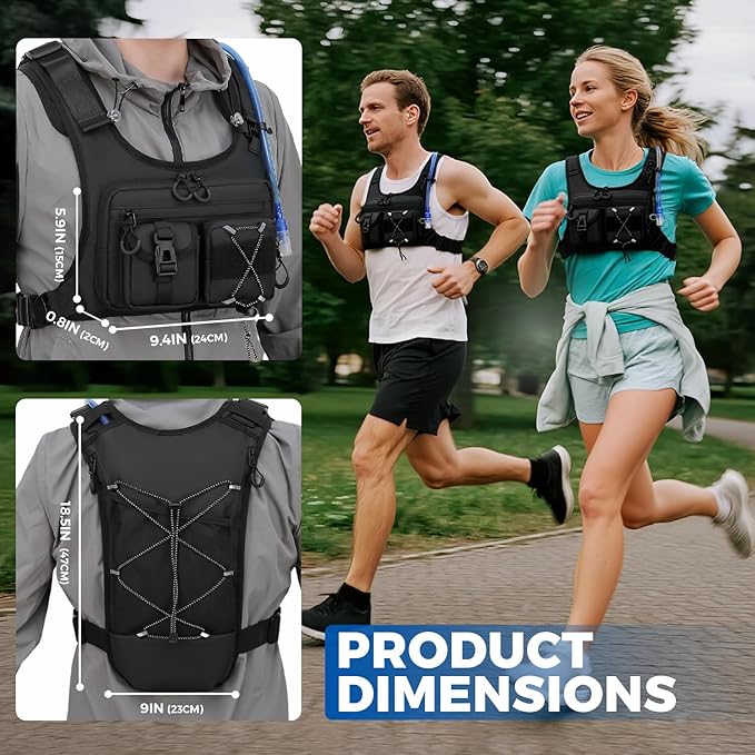 USA Original Patent Running Hydration Vest Backpack, Lightweight Chest Pack with 2.0L Water Bladder Bag Daypack for Hiking Running Cycling Race Marathon for Women Men-StrideForce Fitness