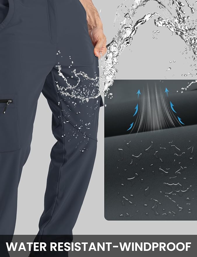 TBMPOY Men's Snow Ski Fleece Lined Hiking Pants Waterproof Winter Snowboard Warm Outdoor Insulated Pants Windproof