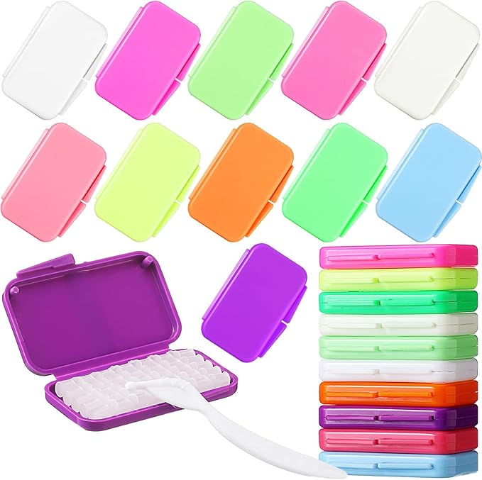 Sinmoe 40 Pack Dental Wax for Braces Orthodontic Wax for Teeth Oral Appliances with Colorful Storage Case and Small Plastic Cutter Repair Kit for Dental Care Wearer Braces Brackets