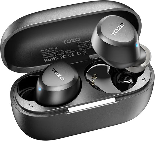 TOZO A1 Wireless Earbuds Bluetooth 5.3 Light Weight in Ear IPX5 Waterproof Headphones 2 Mic for AI Calls, Immersive Premium Sound Bass Headset with Charging Case, 32 Presets EQ Customization via App-StrideForce Fitness