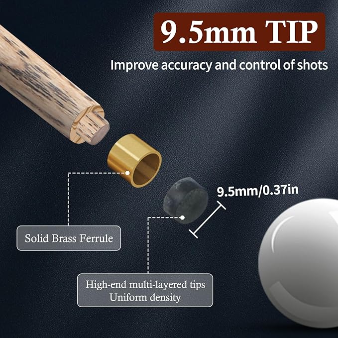 Kmise Pool Cue Set of 3, 57-inch Cue Sticks with 9.5mm Pro Tips, Splicing Process, Handmade from Premium Wood, Pool Sticks for Adults, for Men and Women, Bar Home Taple Sports-StrideForce Fitness