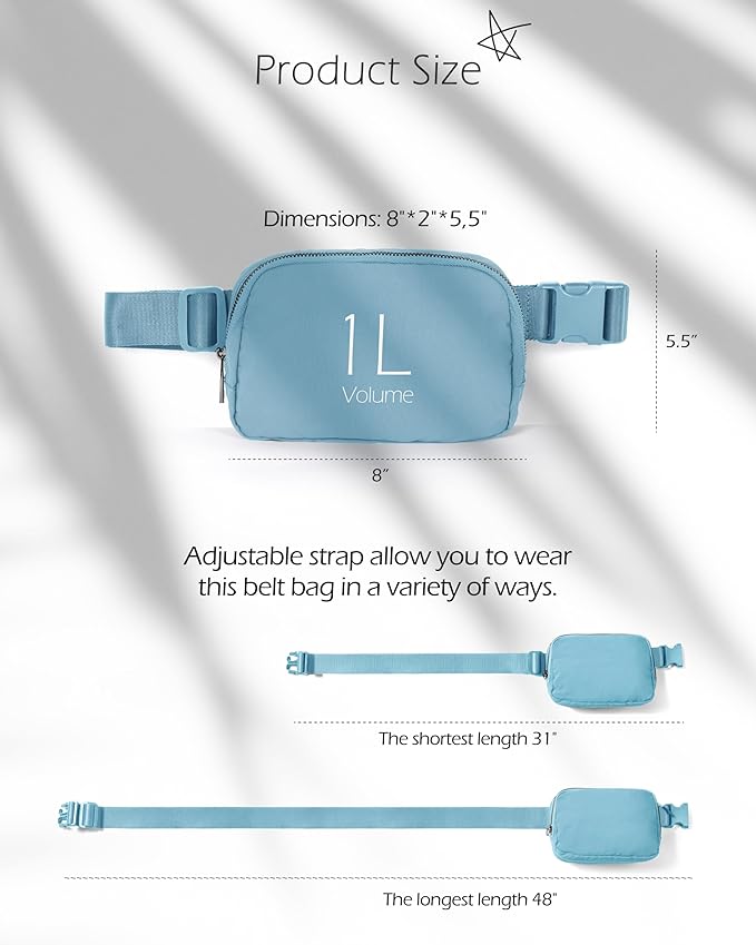ODODOS Unisex Mini Belt Bag with Adjustable Strap Small Fanny Pack for Workout Running Traveling Hiking, Steel Blue-StrideForce Fitness