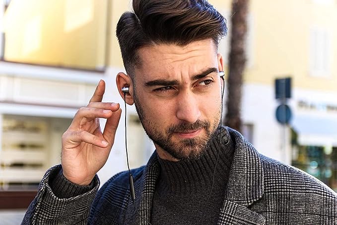 LUDOS Clamor Wired Earbuds in-Ear Headphones, 5 Years Warranty, Earphones with Microphone, Noise Isolating Ear Buds, Memory Foam for iPhone, Samsung, School Students, Kids, Women, Small Ears - Grey-StrideForce Fitness