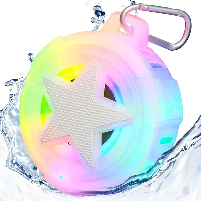 EBODA Bluetooth Shower Speaker, IP67 Waterproof Portable Speakers, Floating, TF Card, Small Outdoor Speaker with LED Light, True Wireless Stereo for Bike, Beach, Paddle Board, Kayak, Pool, Gifts-StrideForce Fitness