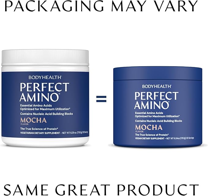 BodyHealth PerfectAmino Powder - BCAA and EAA Powder for Pre and Post Workout - Amino Acid Energy Drink for Men and Women to Support Lean Muscle and Recovery - Mocha - 30 Servings-StrideForce Fitness