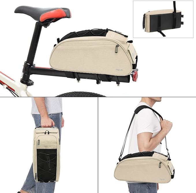 MOSISO Bike Rack Bag, Waterproof Bicycle Trunk Pannier Rear Seat Pouch Cycling Bike Carrier Backseat Storage Luggage Saddle Shoulder Bag-StrideForce Fitness