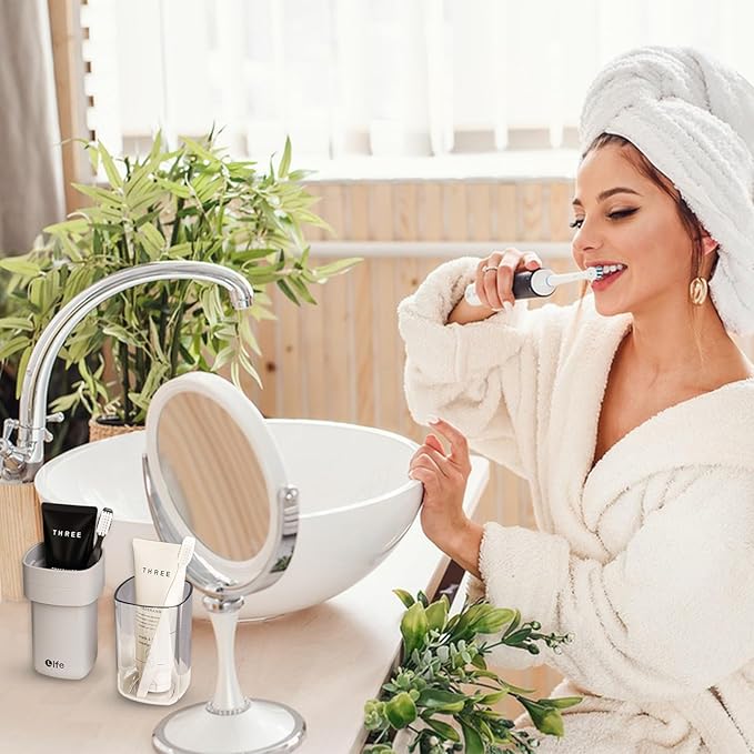 Portable Travel Toothbrush Case, Covered Toothbrush Cup Holders, Toothbrush and Toothpaste Travel Case, Toothbrush Storage Organizer Container for Traveling Bathroom(White)