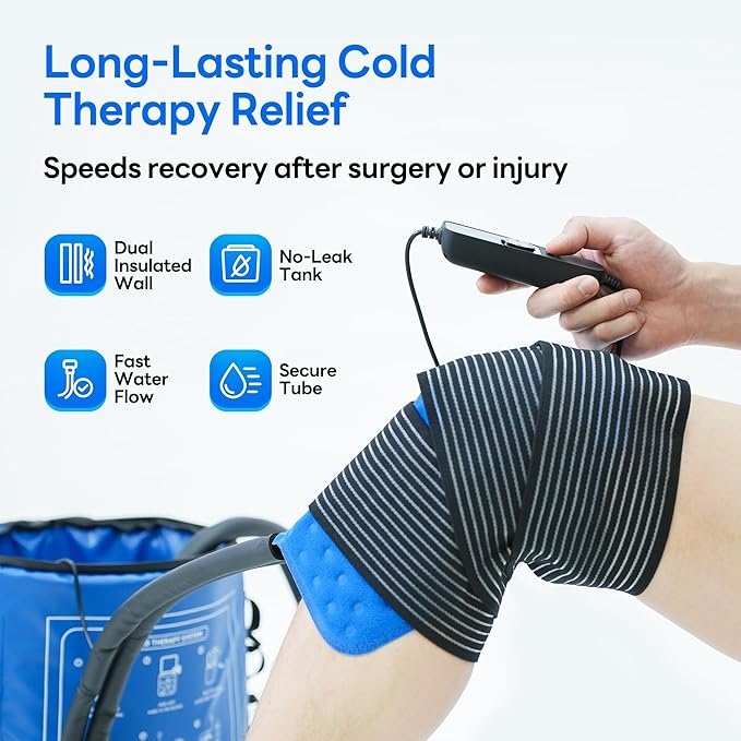 Ice Machine for Knee After Surgery, Cold Therapy Machine Portable Cooling Universal Cold Packs System for Pain Relief/Knee/Shoulder-StrideForce Fitness